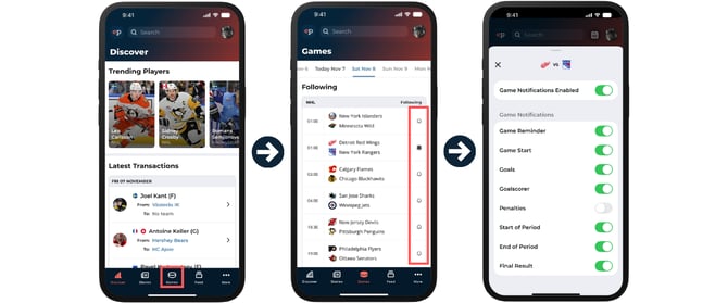 Elite Prospects_Livescore_Setting Notifications for Individual Games